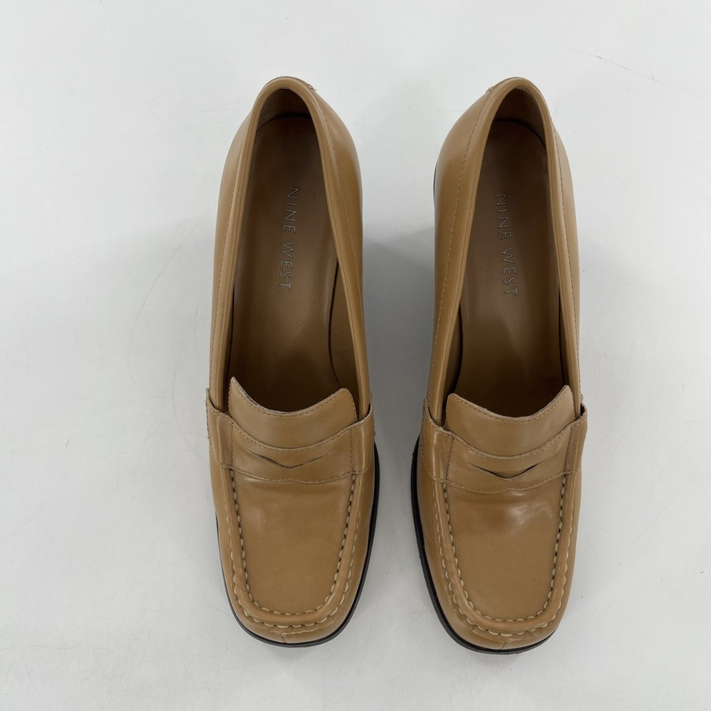 Vintage 90s Nine West Wedge Womens Square Toe Pinched Loafers Nude Granny 9.5 M - Picture 11 of 16